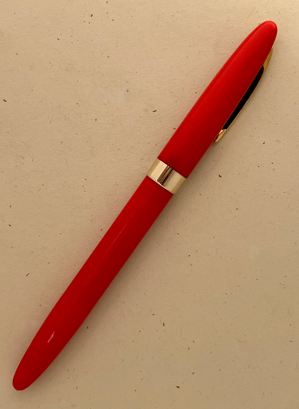 1950s NOS Sheaffer Snorkel Admiral Fountain Pen - VERMILION with Chalk Marks