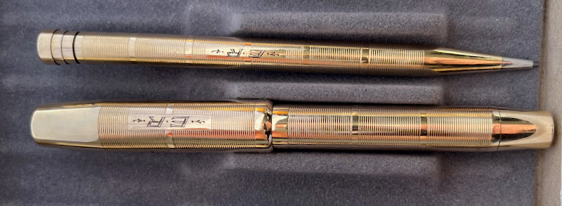1930s Gold-Filled Overlay Fountain Pen and Mechanical Pencil Set in Box - SUPERFLEX