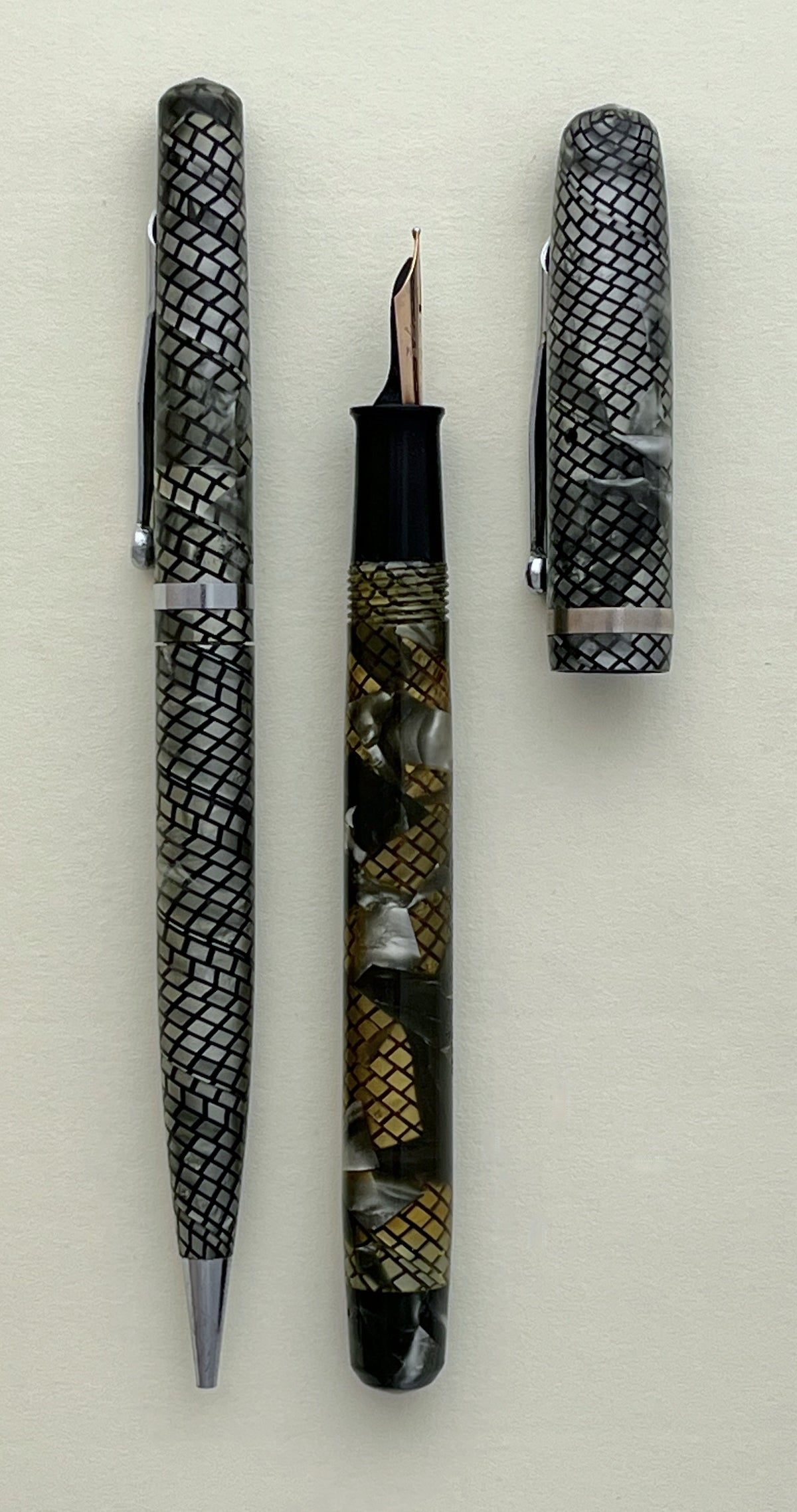 c.1938-9 WASP Vacuum-Fil Lizard Fountain Pen and Mechanical Pencil Set
