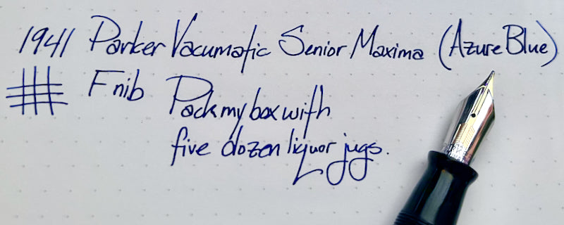 1941 Parker Vacumatic Senior Maxima Fountain Pen - AZURE BLUE