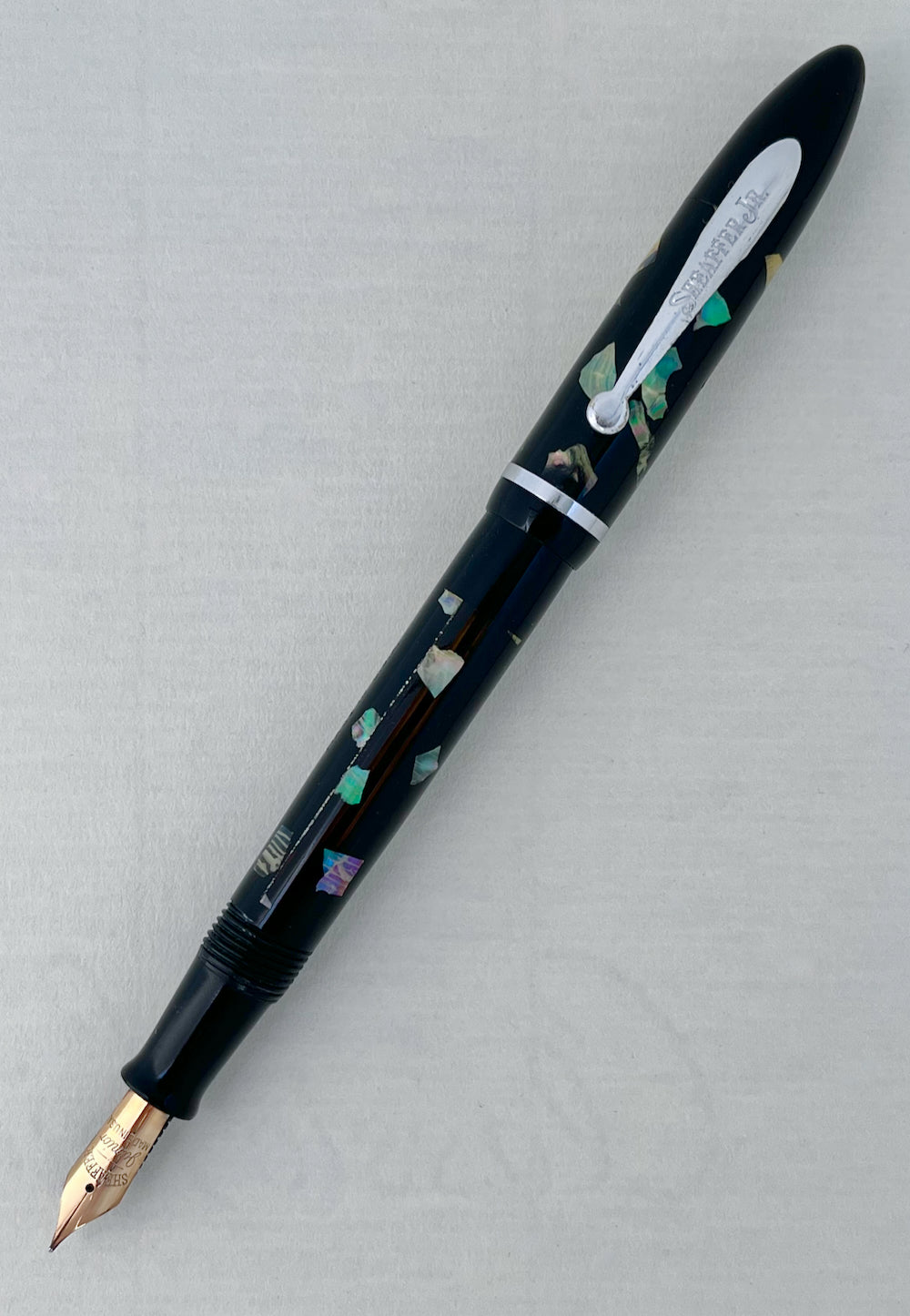 1930s Sheaffer Balance Junior Vacuum Filler Fountain Pen Mechanical Pencil Set - EBONIZED PEARL