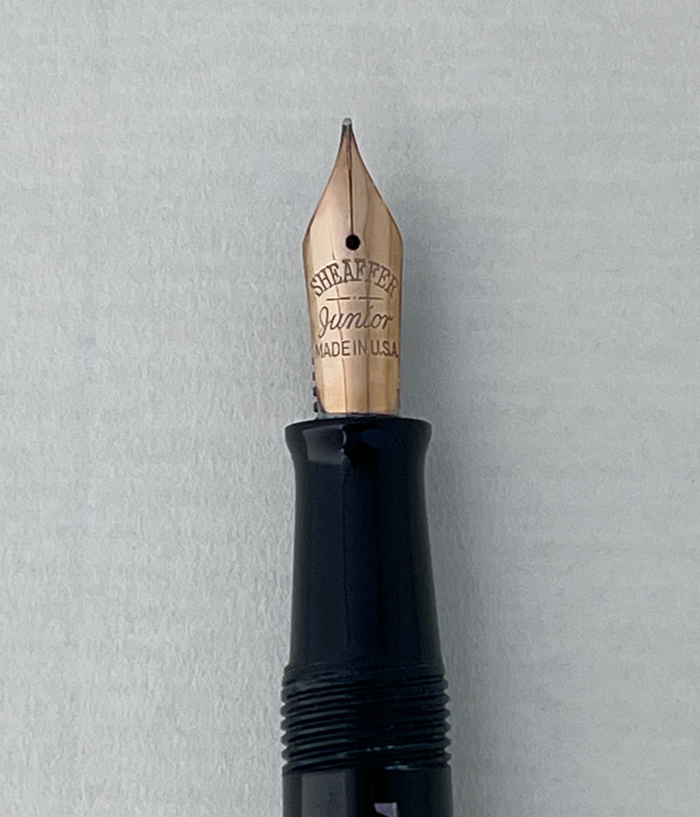 1930s Sheaffer Balance Junior Vacuum Filler Fountain Pen Mechanical Pencil Set - EBONIZED PEARL