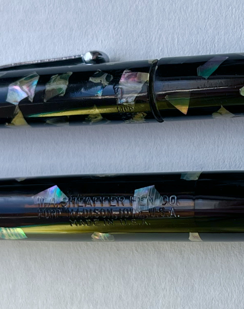 1930s Sheaffer Balance Junior Vacuum Filler Fountain Pen Mechanical Pencil Set - EBONIZED PEARL