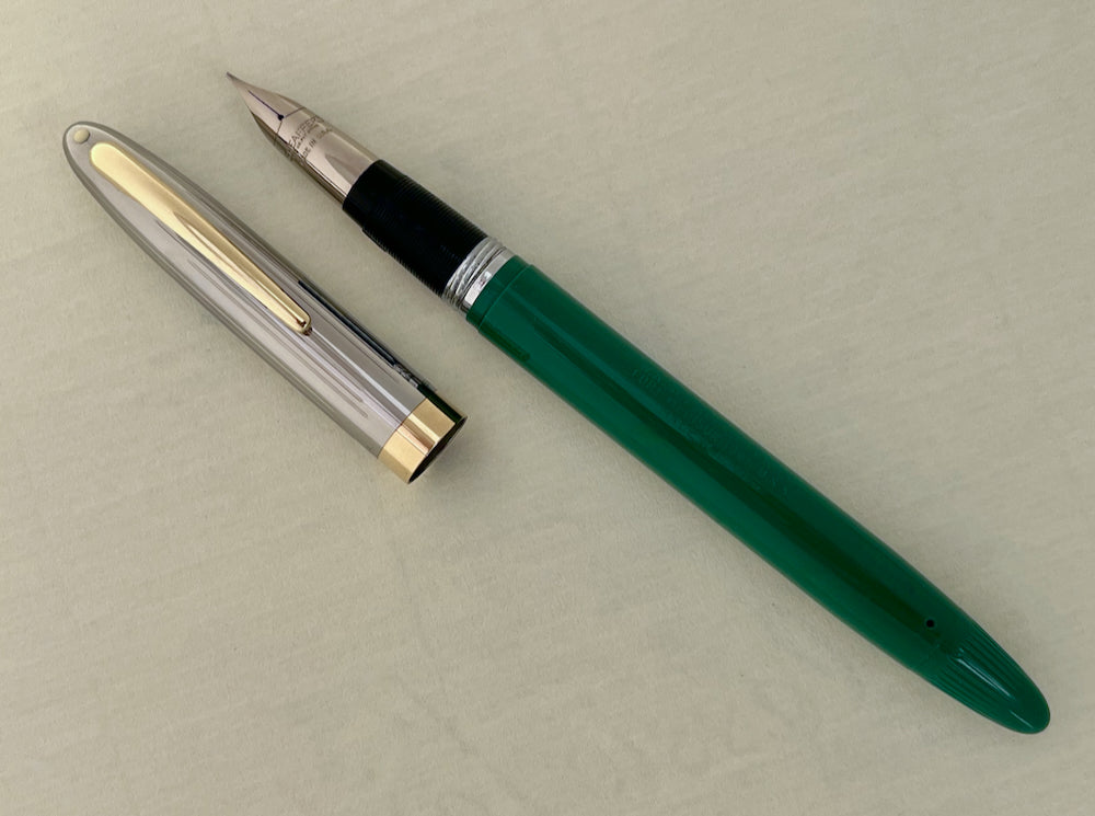 1950s NOS Sheaffer Snorkel Clipper Fountain Pen with Sticker - Pastel Green