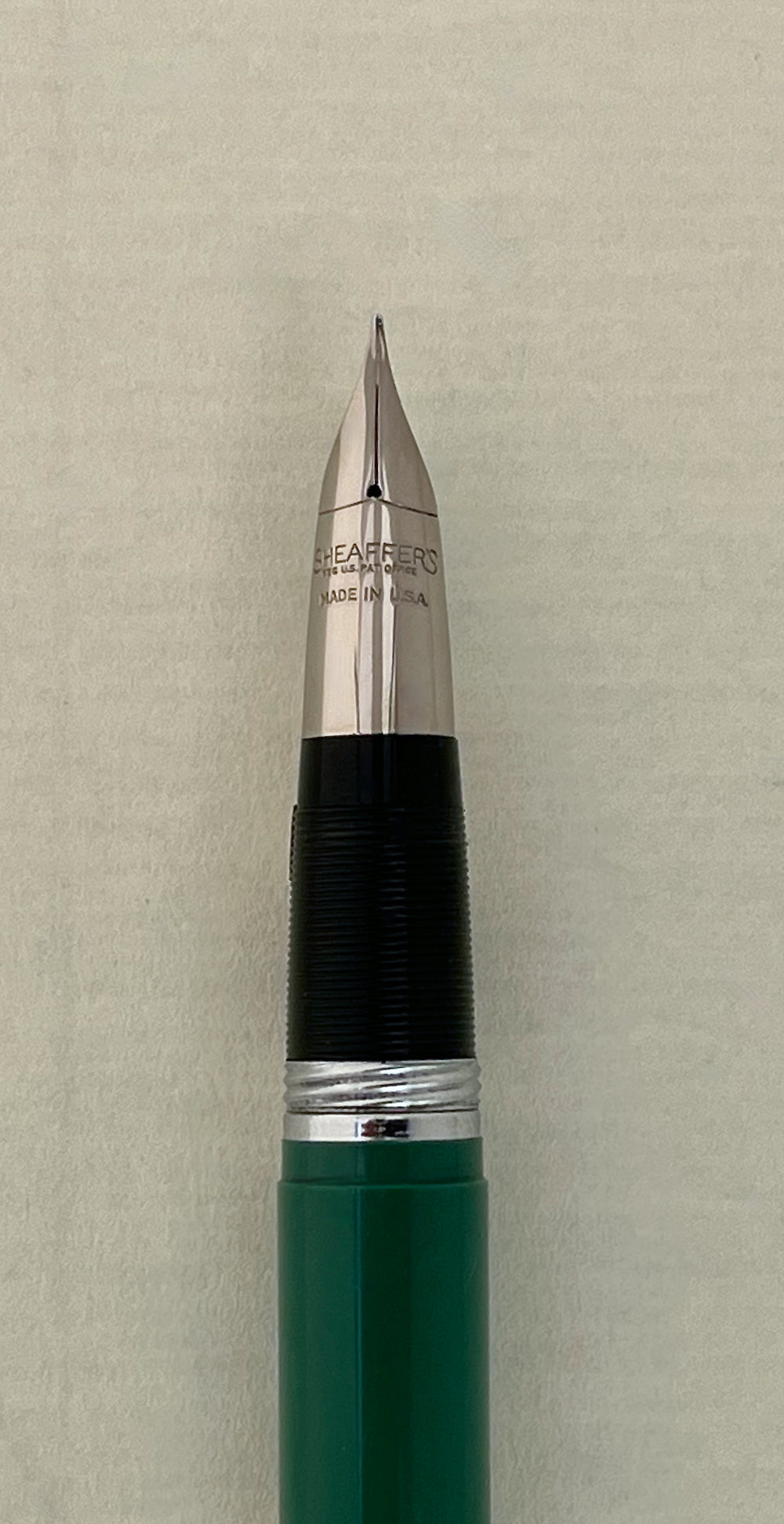 1950s NOS Sheaffer Snorkel Clipper Fountain Pen with Sticker - Pastel Green
