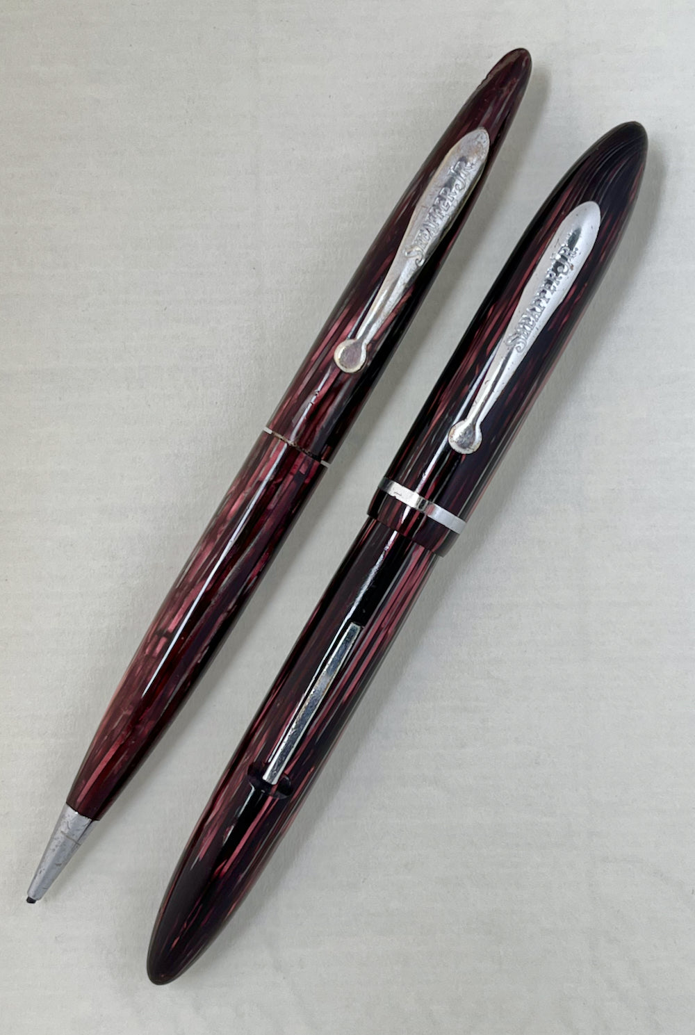 1936-8 Sheaffer Balance Junior Fountain Pen Pencil Set - ROSE GLOW - SEMIFLEX