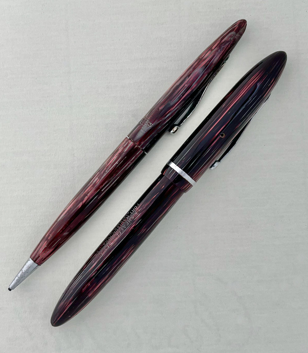 1936-8 Sheaffer Balance Junior Fountain Pen Pencil Set - ROSE GLOW - SEMIFLEX