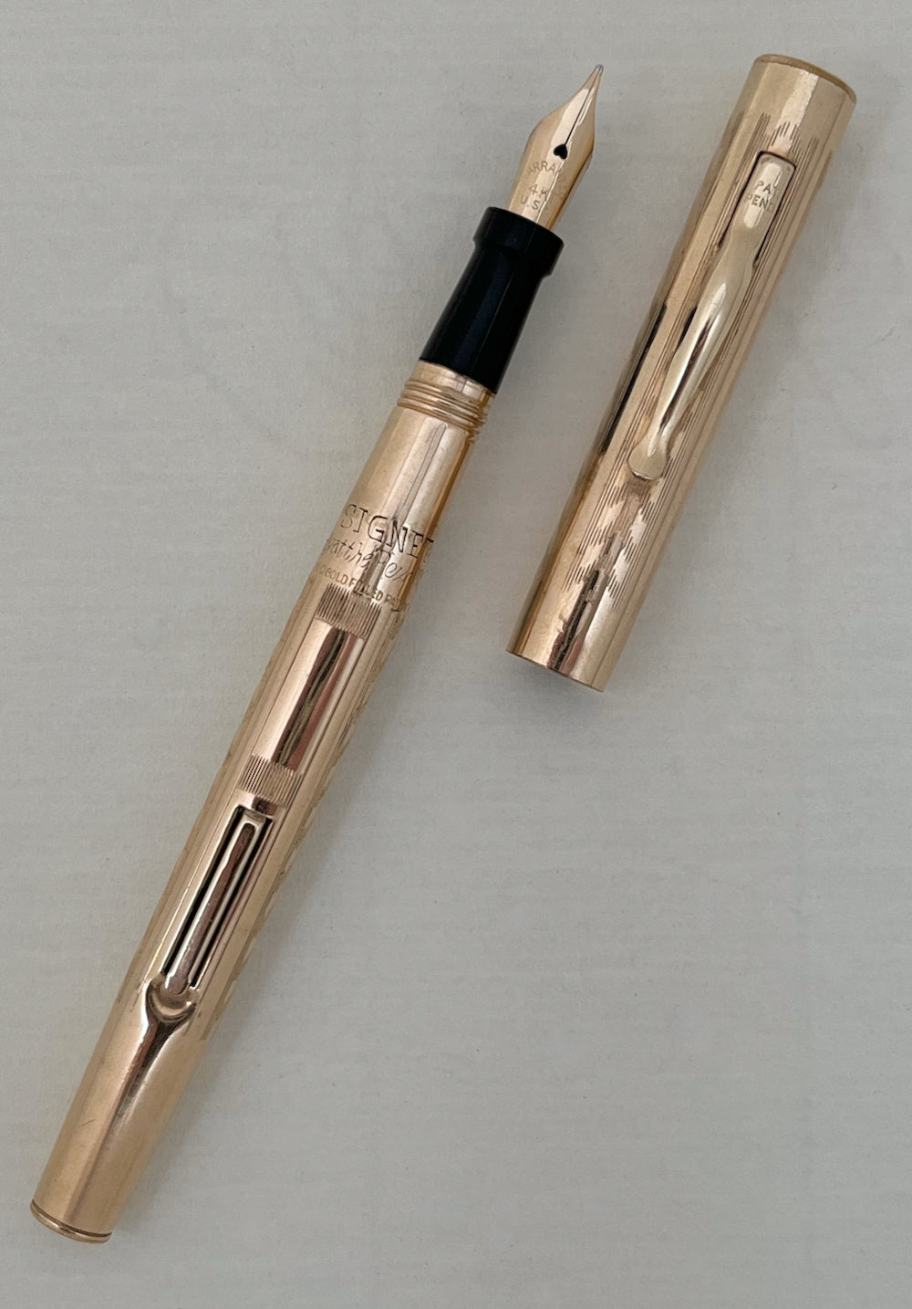 1920s Signet Gold-Filled Flat Top Fountain Pen - SUPERFLEX