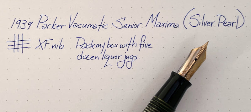 1939 Parker Vacumatic Senior Maxima Fountain Pen - Silver Pearl
