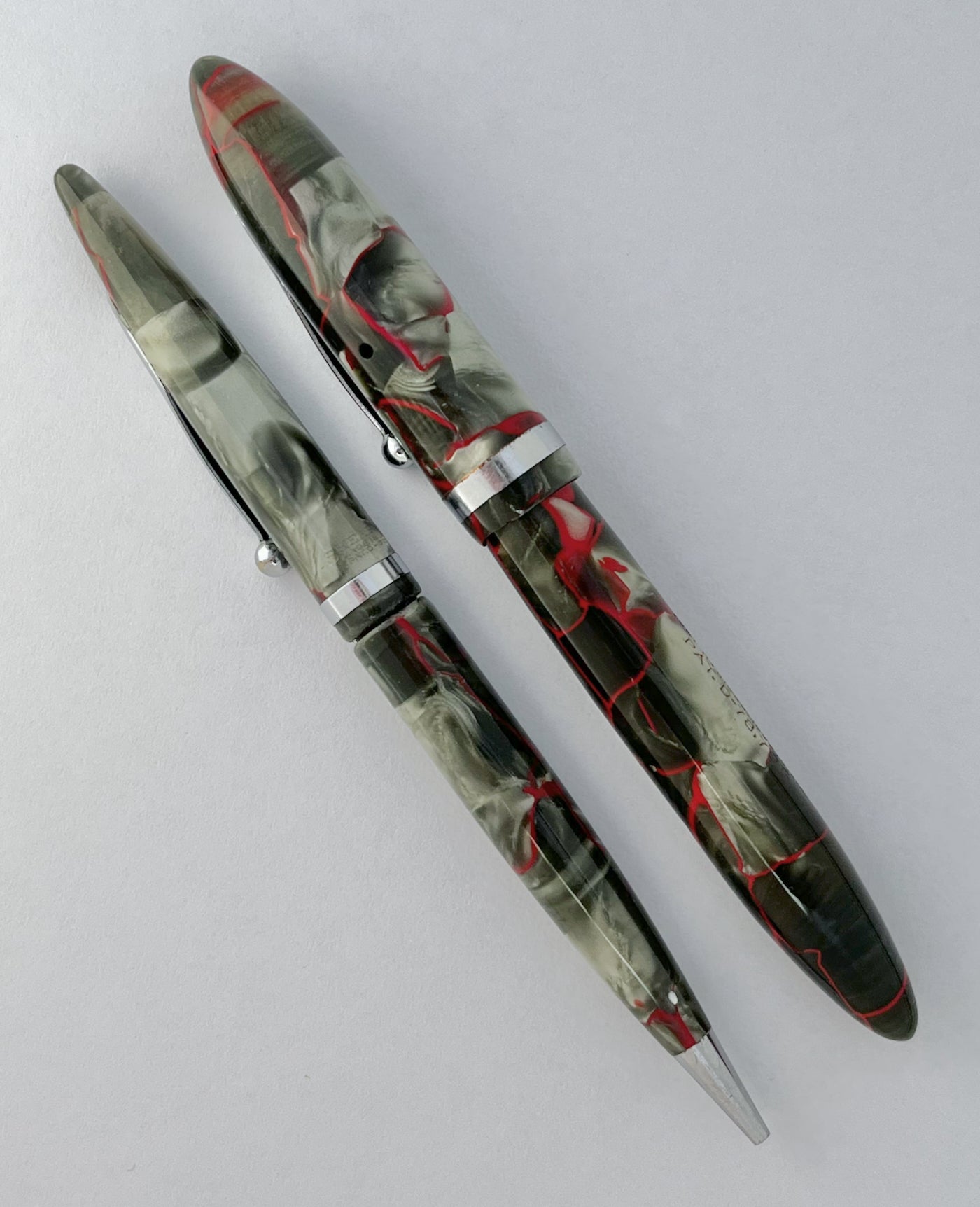 1930s Sheffer Stubby Lifetime Balance Fountain Pen & Mechanical Pencil Set - REVERSE TRIM