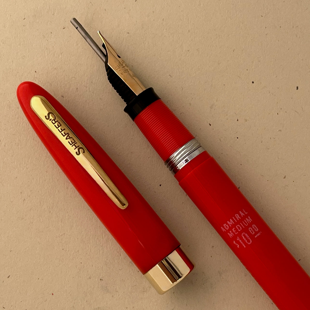 NOS Sheaffer Snorkel Admiral Fountain Pen - VERMILION