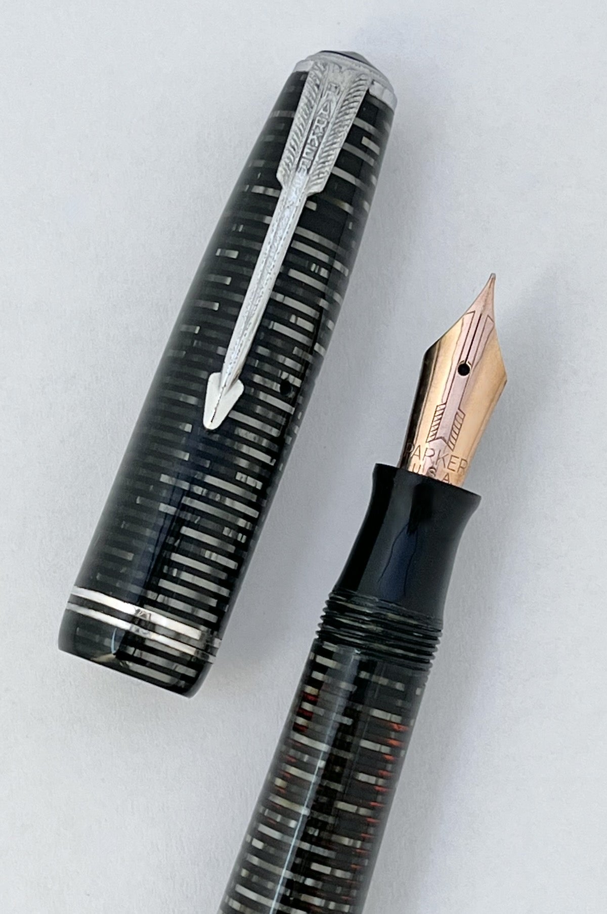 parker vacumatic fountain pen silver pearl 14k nib
