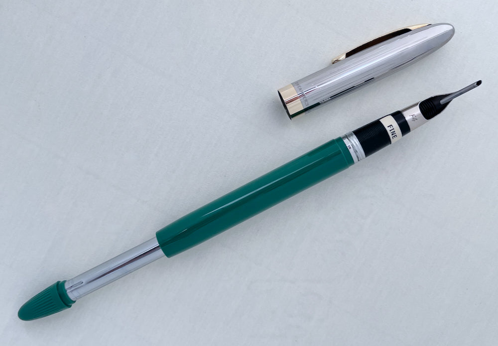 1950s NOS Sheaffer Snorkel Clipper Fountain Pen with Sticker - Pastel Green