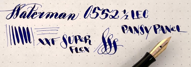 1920s Waterman 0552 1/2 LEC Pansy Panel Overlay Fountain Pen - FLEX/SUPERFLEX