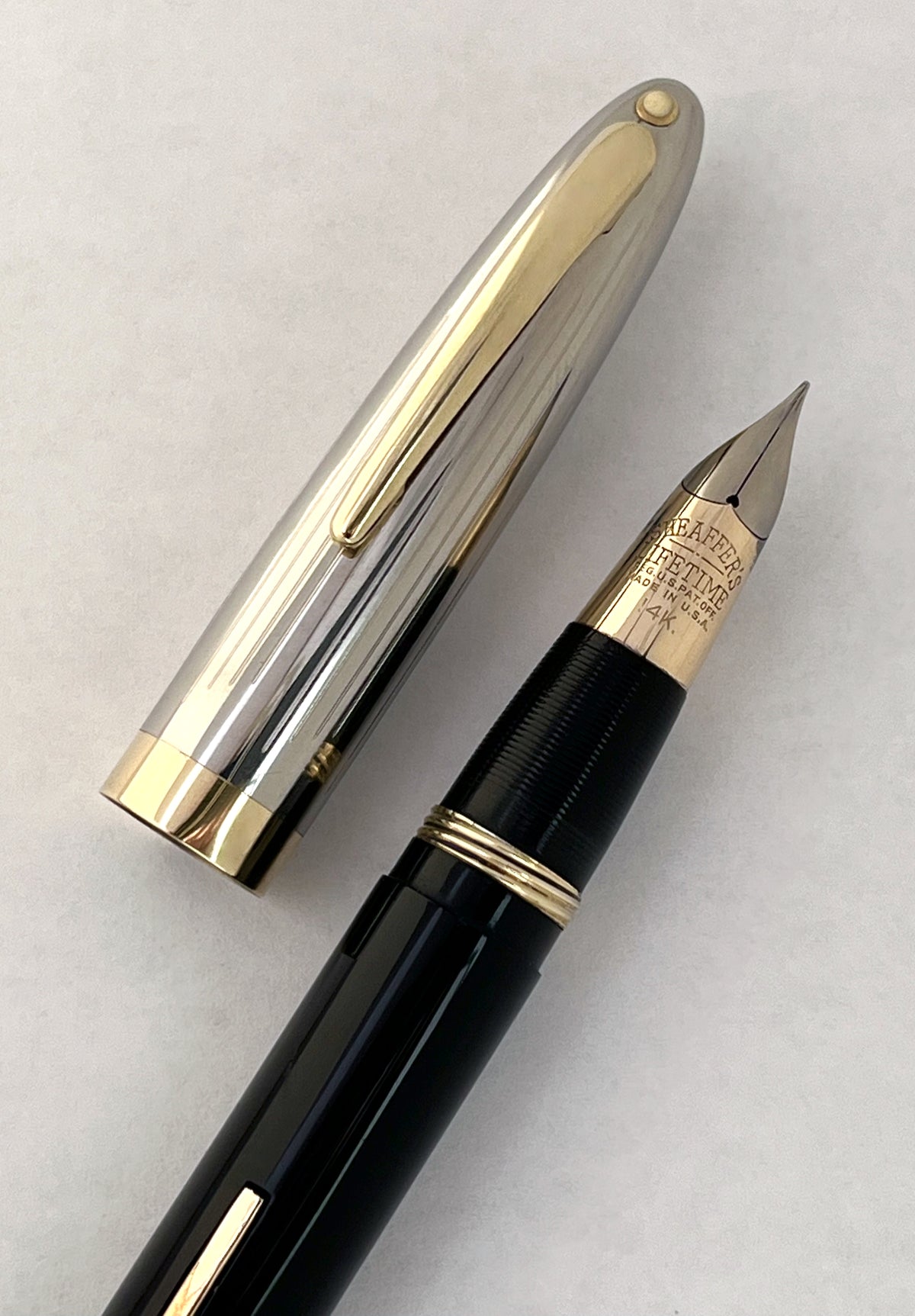 sheaffer, sentinel, fountain pen, triumph, vintage, restored, 14k nib, deluxe