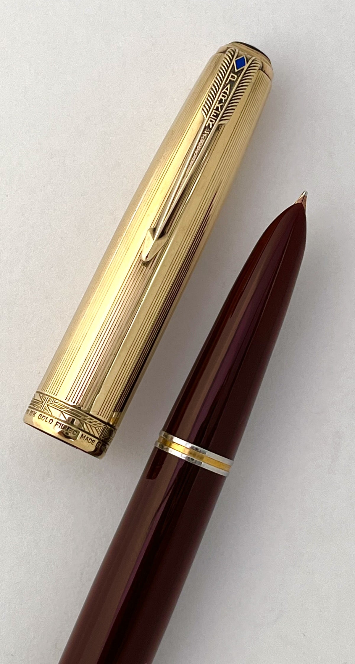 1945 Parker 51 Vacumatic Double Jewel Fountain Pen - Cordovan 14k gold nib antique flex restored 