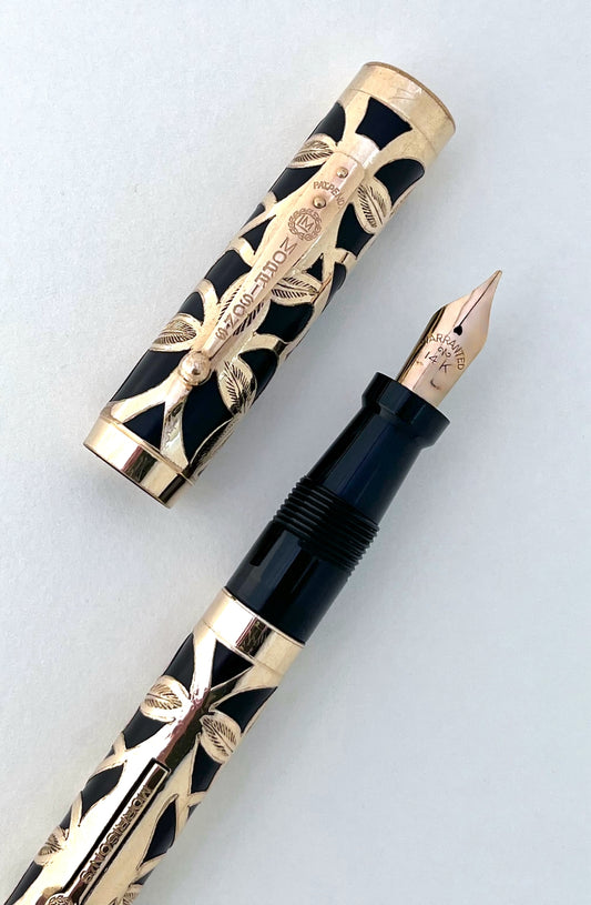 1920s Morrison’s Oversized Art Nouveau Overlay Fountain Pen - SUPERFLEX/WET NOODLE