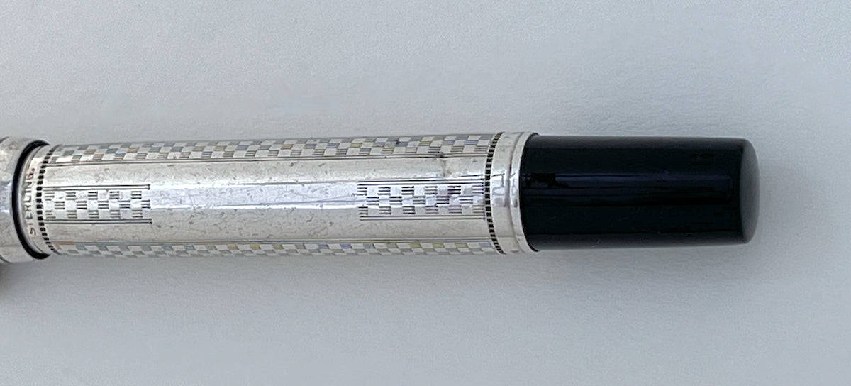 c.1915 Waterman Oversized 415 PSF Sterling SIlver Overlay Fountain Pen - Gothic Pattern