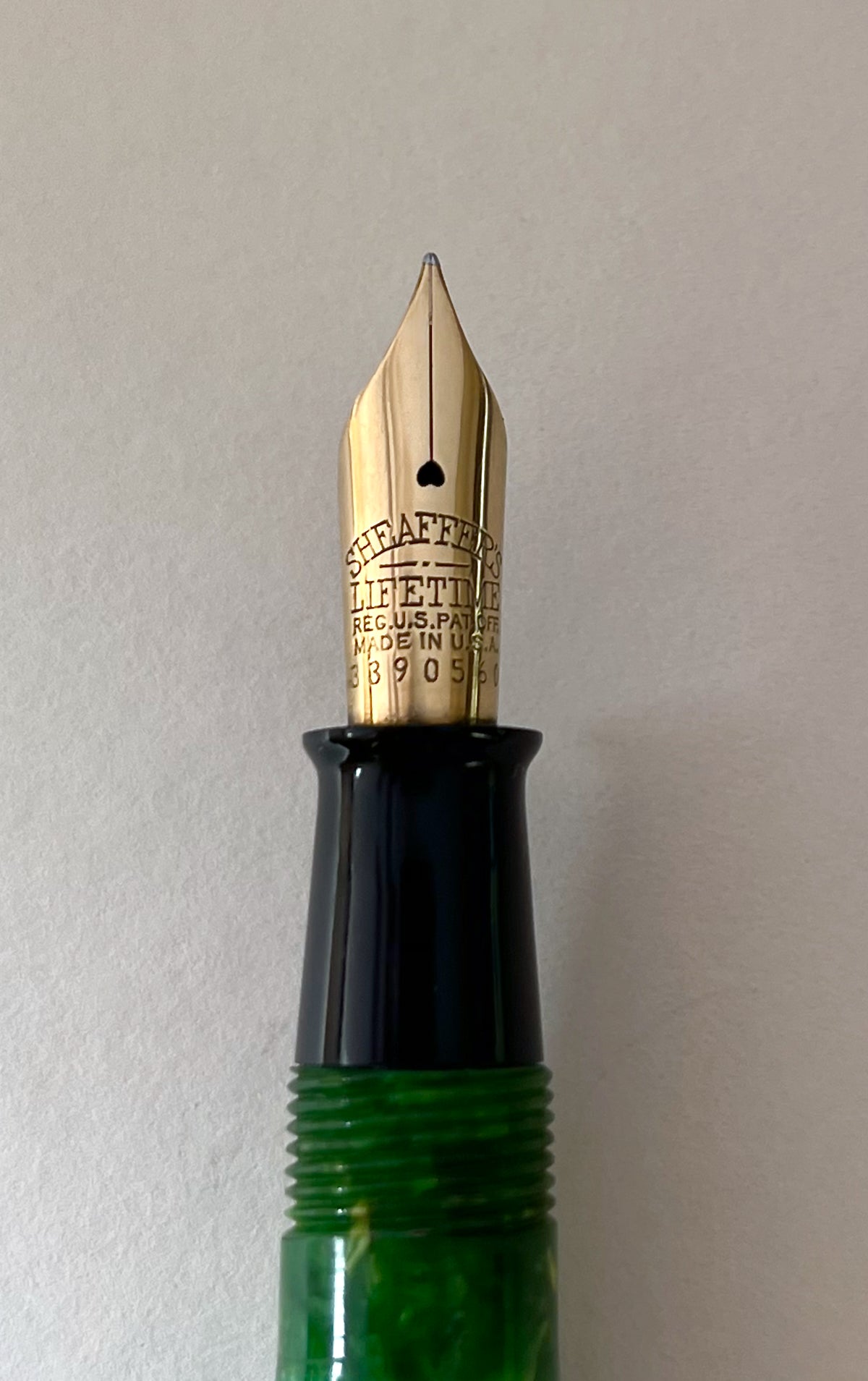 c.1934-35 Sheaffer Lifetime Long Balance Fountain Pen in Jade