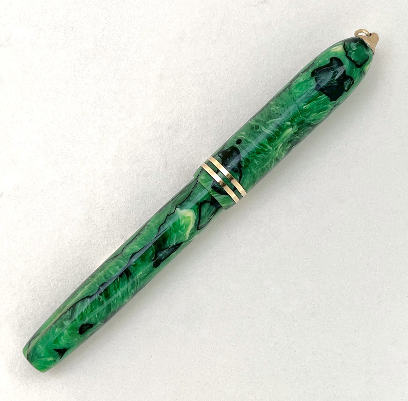 1930s Conklin Endura Symetrik Jade Black Veins Ring Top - NEEDLEPOINT FLEX
