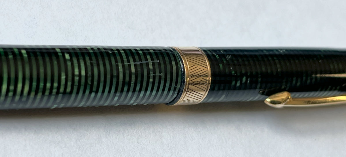 1937 Parker Vacumatic Senior Maxima Fountain Pen and Mechanical Pencil Set - Emerald Pearl