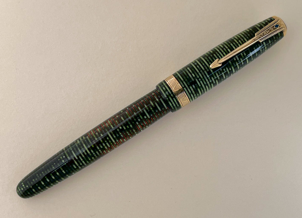 1945 Parker Vacumatic Major Fountain Pen - Emerald Pearl
