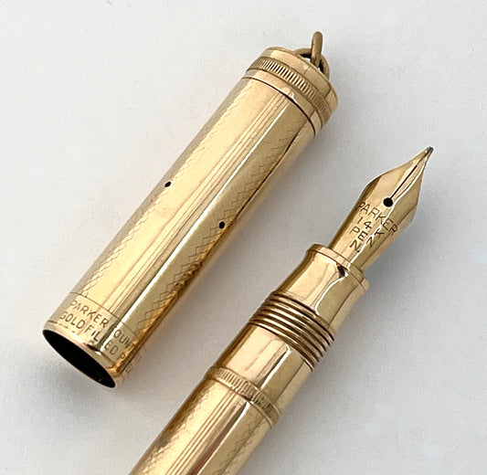 1920s Parker Baby Ring Top Overlay Fountain Pen - FLEX/SUPERFLEX