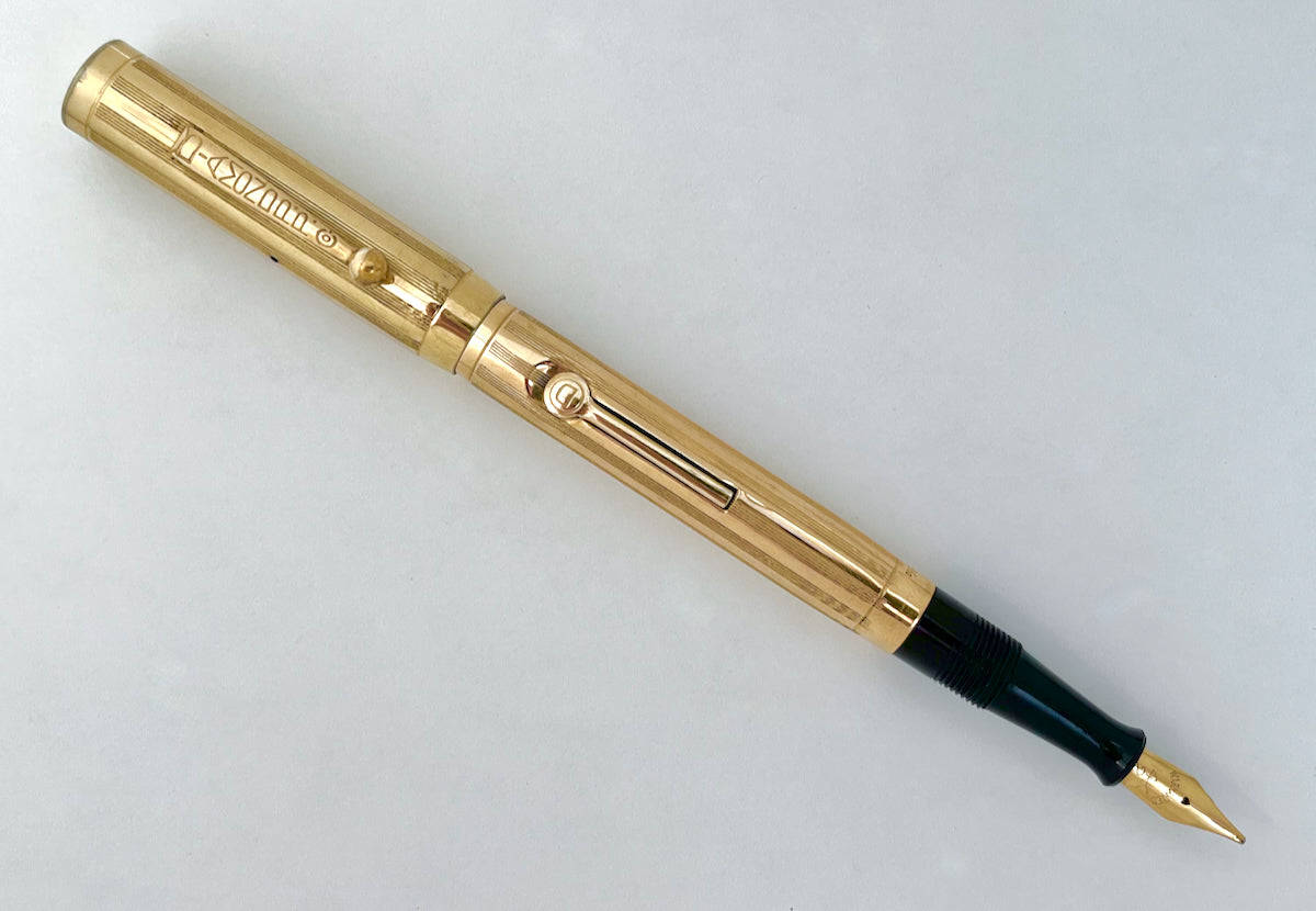 1920s Diamond Point Gold-Plated Overlay Fountain Pen - SUPERFLEX