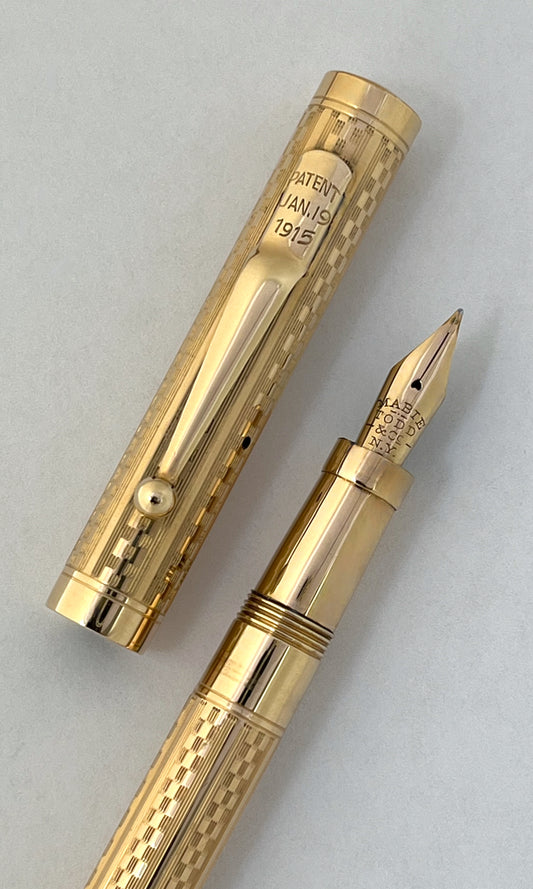 Mabie Todd, Swan, Overlay, Fountain Pen, flex, flexible, superflex, wet noodle, 14k, gold-filled, vintage, restored