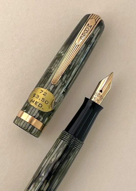 Moore, fountain pen, 72, nos, stickered, 14k nib, vintage, flex, superflex, wet noodle