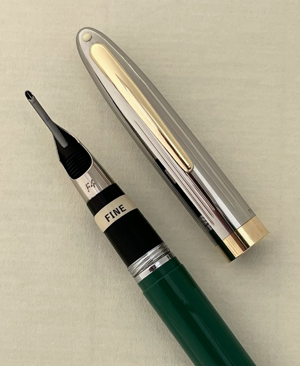 NOS Sheaffer Snorkel Clipper Fountain Pen with Sticker - Pastel Green