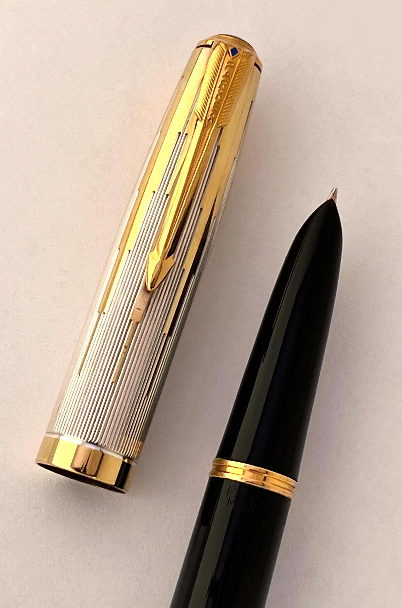  Parker 51 Vacumatic Fountain Pen EMPIRE CAP vintage restore icicle 14k gold vermeil antique flex