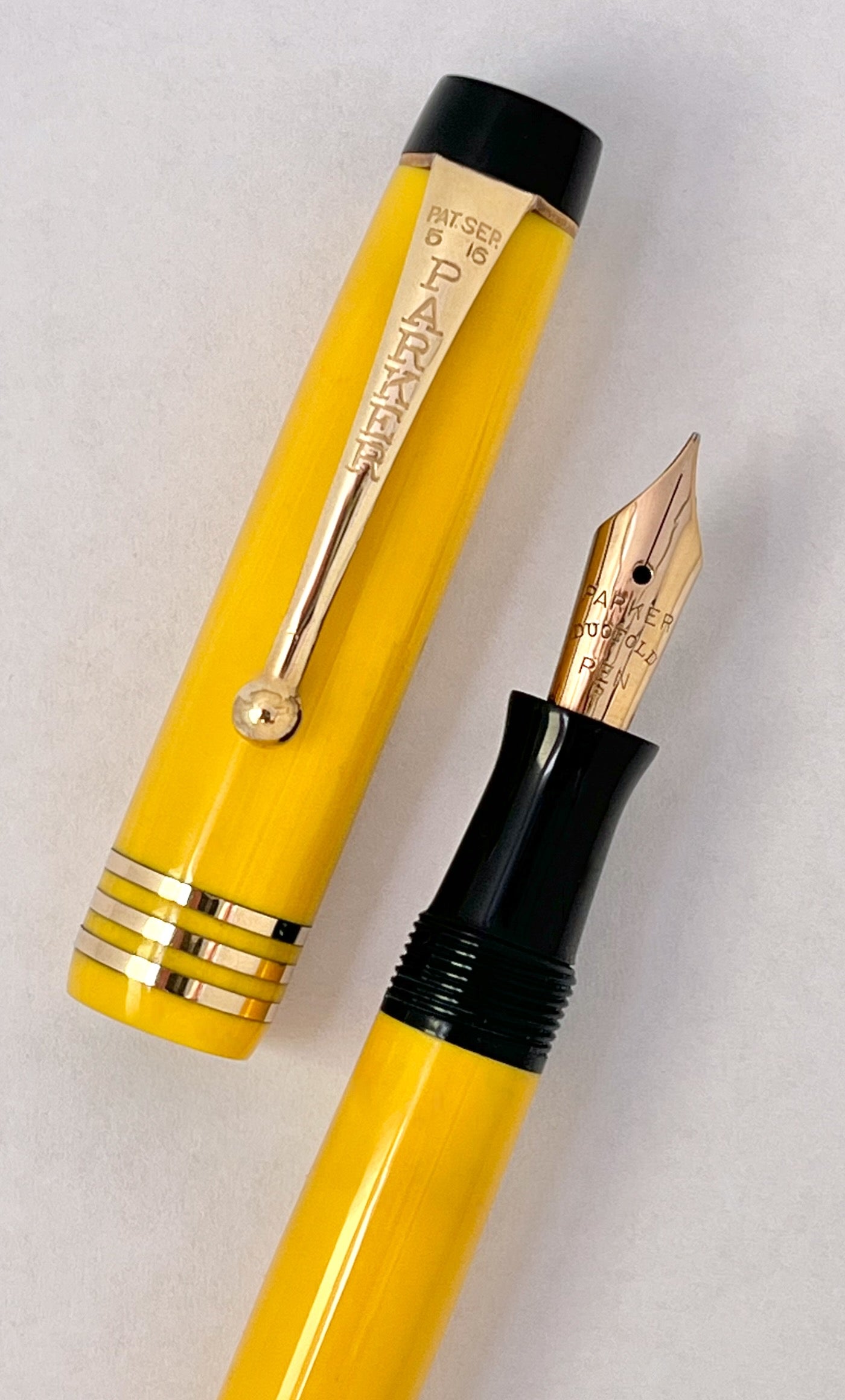 Parker Duofold Mandarin Yellow fountain pen juniorette restored vintage