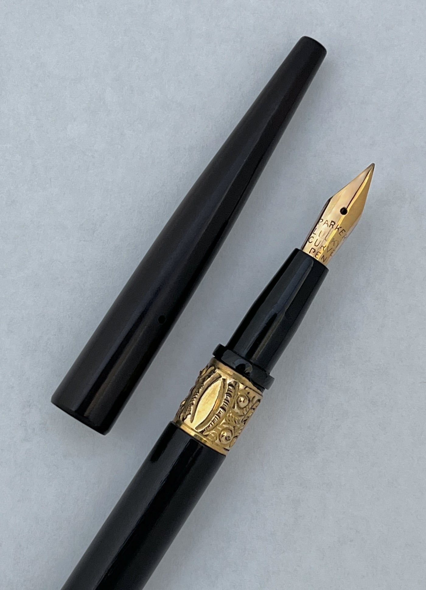 Parker, Lucky Curve, #6, Taper Cap, Fountain Pen, 14k nib, flex, flexible, superflex, wet noodle, vintage, restored