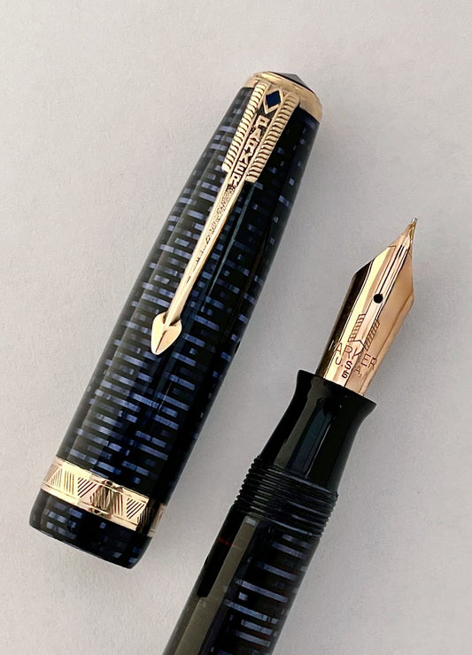 Parker Vacumatic Major azure blue restored 14k nib 