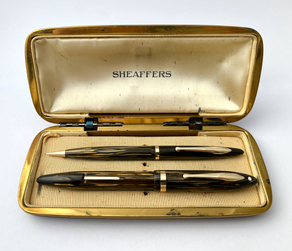 Sheaffer Balance, Statesman, Fountain Pen, set, box , nos, vintage, restored, flexible, superflex, wet noodle, 14k gold