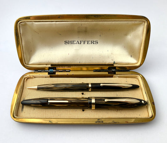Sheaffer Balance, Statesman, Fountain Pen, set, box , nos, vintage, restored, flexible, superflex, wet noodle, 14k gold