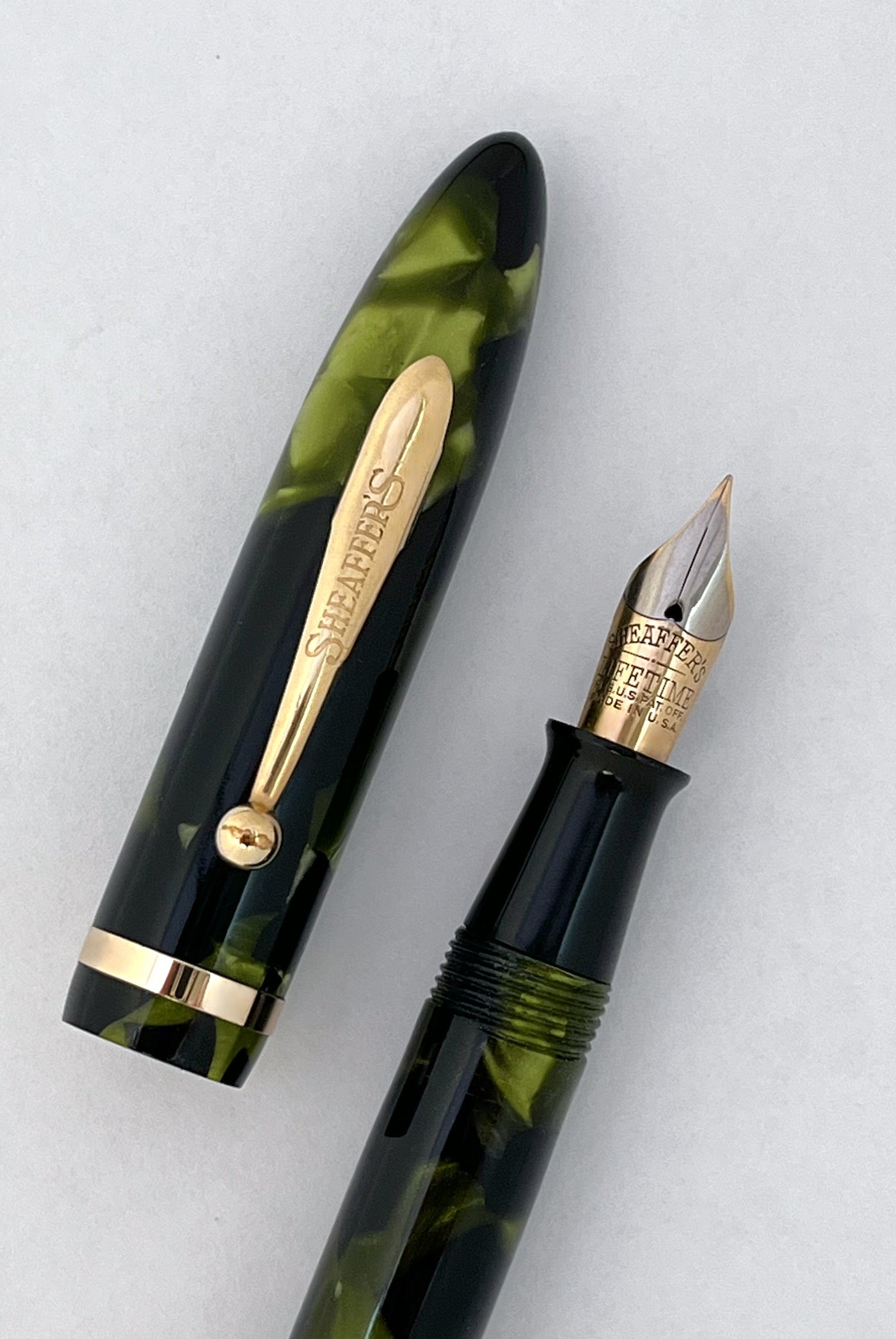 Sheaffer balance vintage fountain pen restored antique 14k nib admiral statesman marine green 