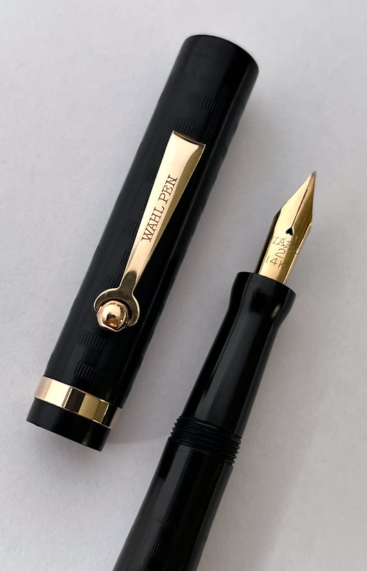 Wahl, fountain pen, flex, flexible, superflex, wet noodle, vintage, restored, 14k, greek key, grecian border, Eversharp