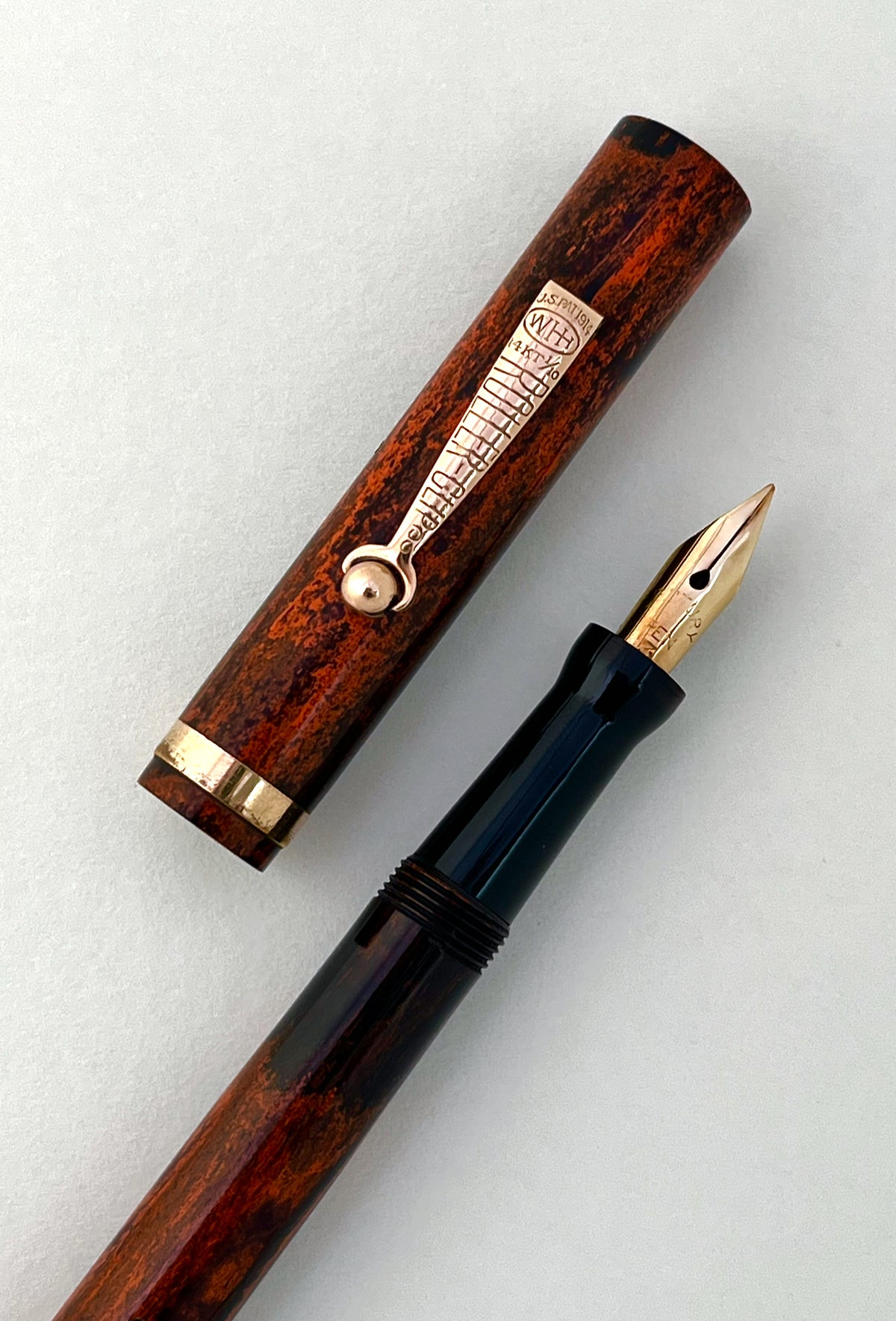 fountain pen, vintage, flec, superflex, wet noodle, mhr, boston, wahl, century,restored, 14k