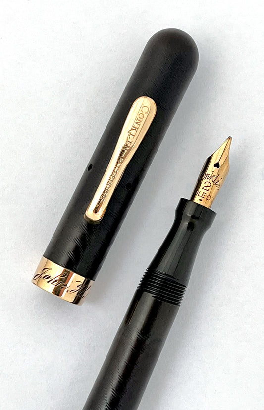 conklin crescent-filler 2nl vintage fountain pen restored flex stub 14k nib 
