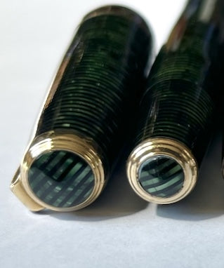 1937 Parker Vacumatic Senior Maxima Fountain Pen and Mechanical Pencil Set - Emerald Pearl