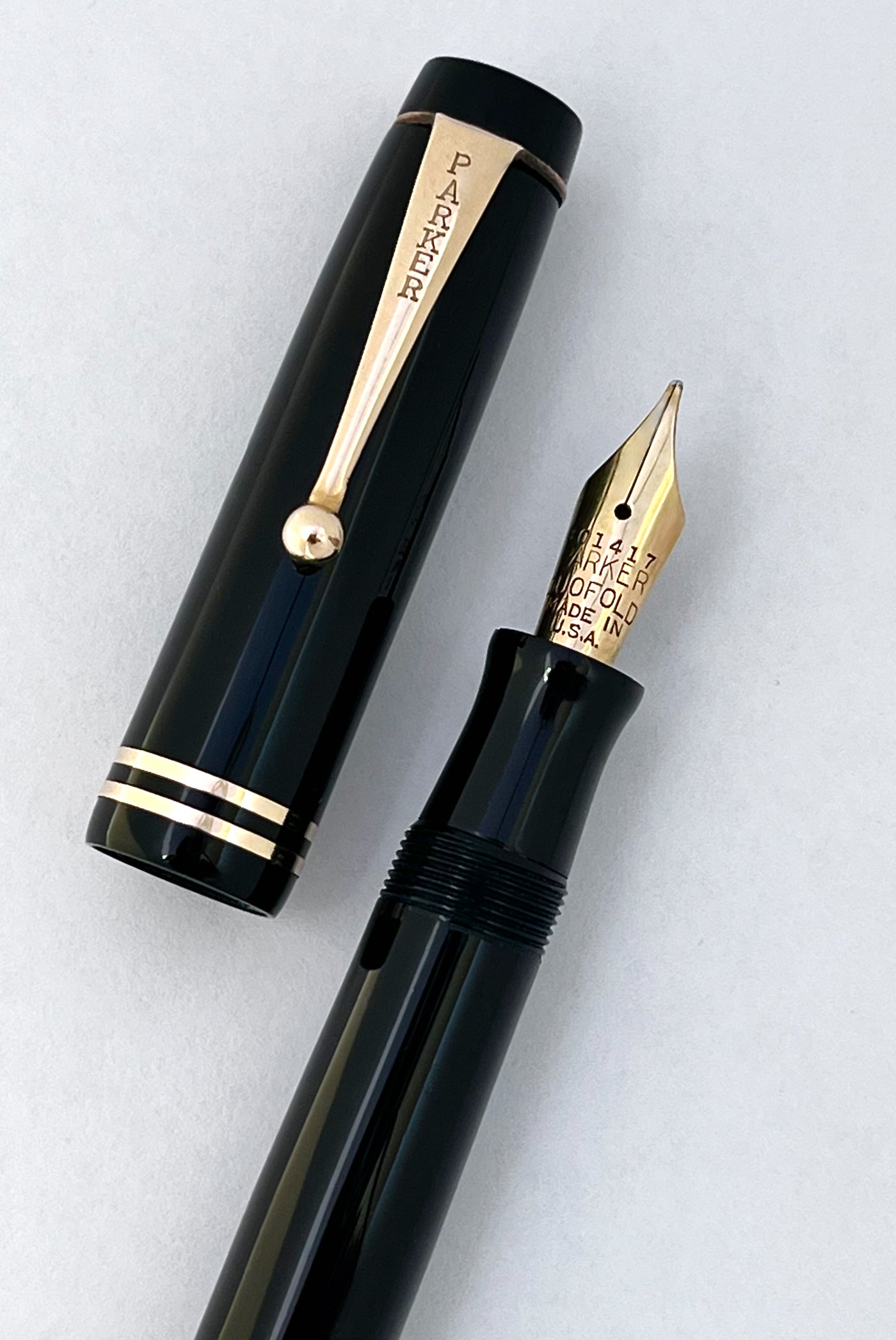 parker, duofold, parker duofold, fountain pen, streamlined, junior, vintage, restored, stub, flex superflex, wet noodle, 14k