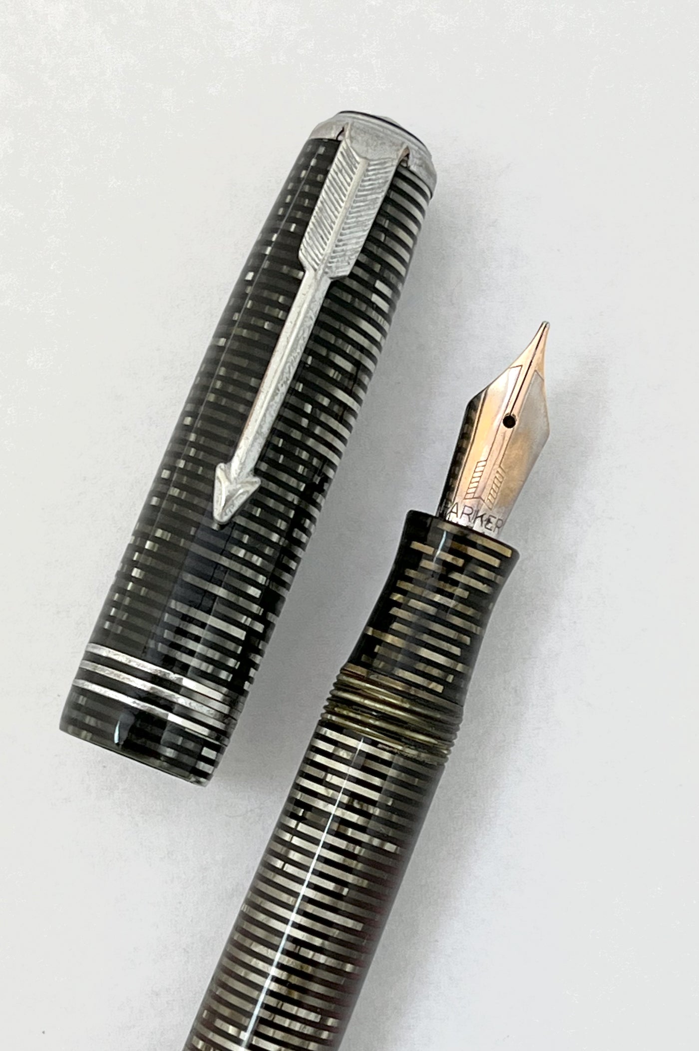parker vacumatic fountain pen flex flexible superflex nib 14k restored silver pearl standard vintage