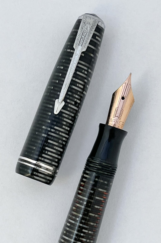 parker vacumatic fountain pen silver pearl 14k nib