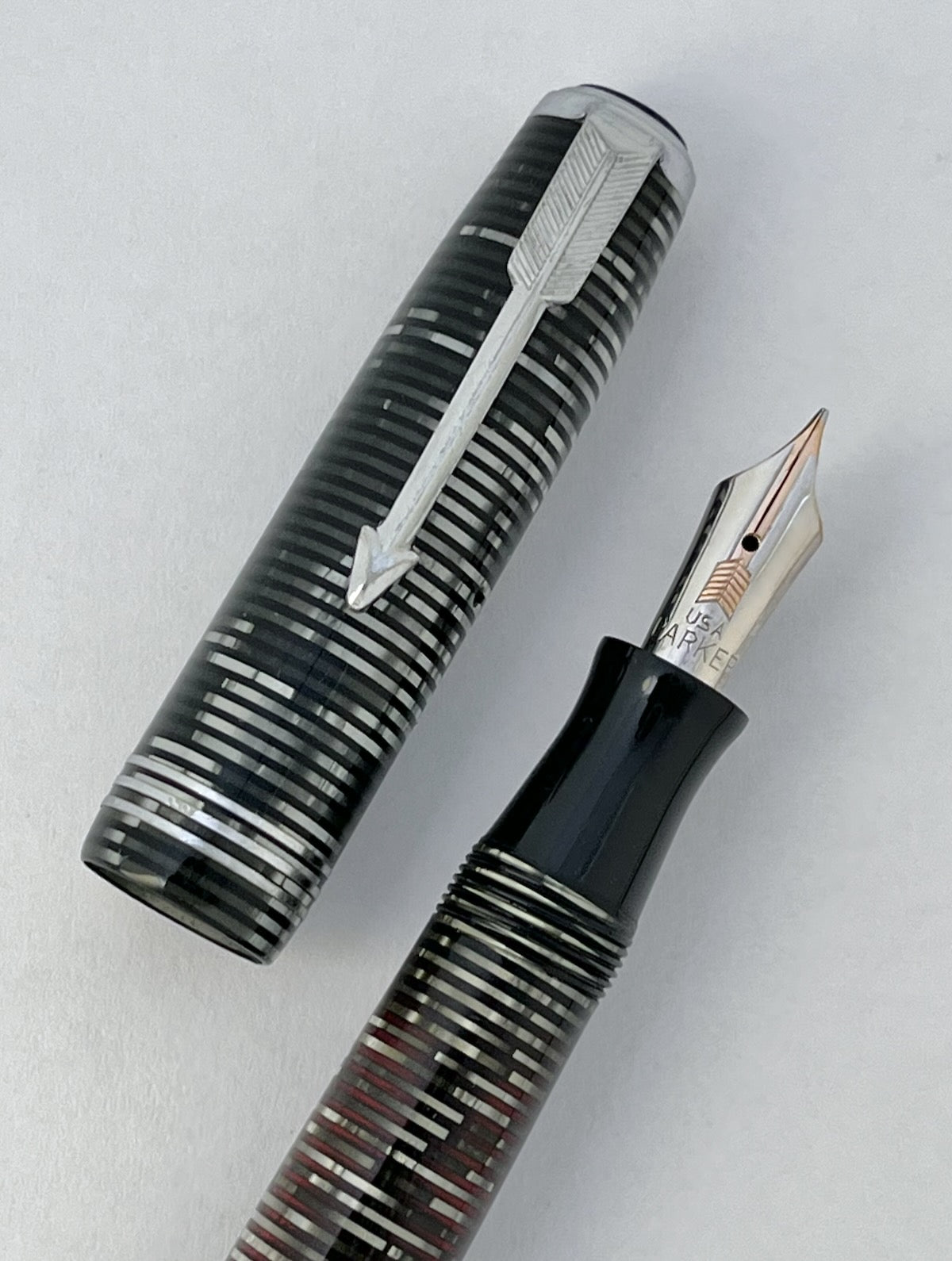 parker vacumatic vacuum filler standard silver pearl fountain pen vintage