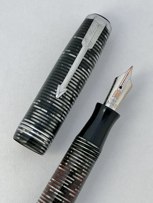 parker vacumatic vacuum filler standard silver pearl fountain pen vintage