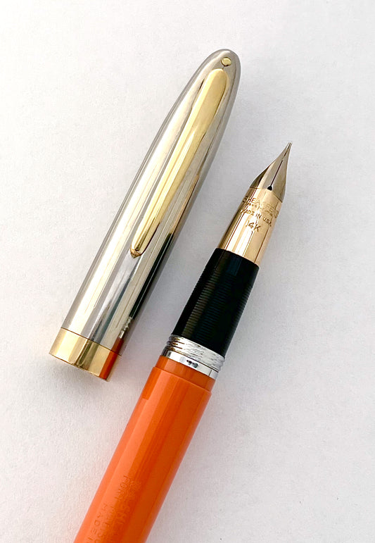 sheaffer snorkel mandarin orange fountain pen