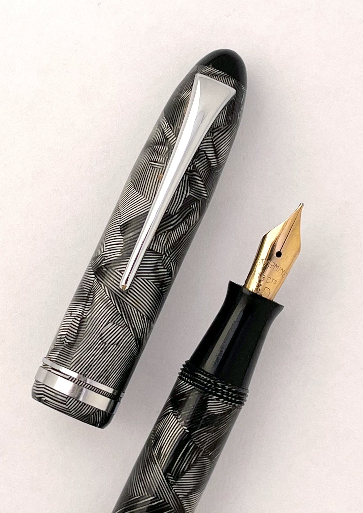 stylomine 303 fountain pen celluloid 18k nib vintage accordion filler