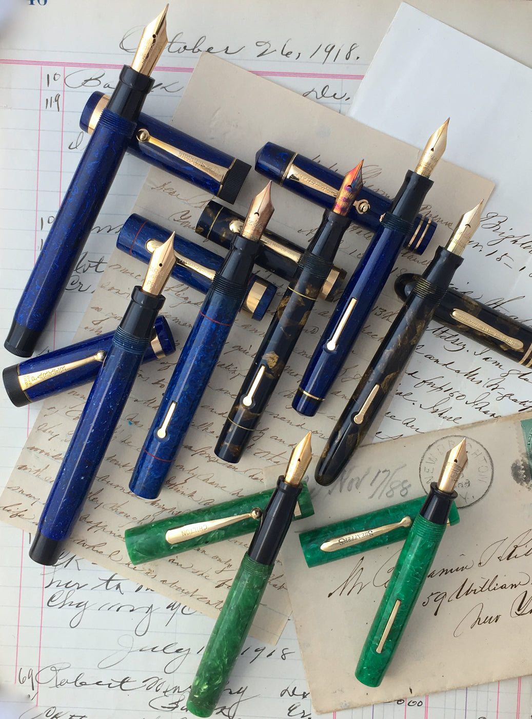 vintage fountain pens parker duofold conklin endura sheaffer wahl-eversharp chilton